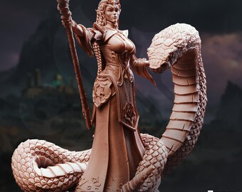 Zarya Snake Sorceress | Female Sun Elf Mage Wizard Sorcerer| 32mm / 28mm / 75mm | Ideal for Tabletop RPGs | Dungeons and Dragons - Dm Stash