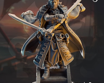 Ignacio Reyes | Piraten Mensch Kämpfer Waldläufer Hexjäger | 32mm / 28mm / 75mm | Ideal für Tabletop-Rollenspiele | Dungeons and Dragons - Dm Stash