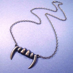 Unisex Necklace, Vampire Fang Pendant Necklace, Brass Chain Necklace, FREE Shipping