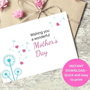 Muttertagskarte - süße Wünsche für Mama und Oma, einzigartiges, skurriles Blumendesign - Sofortdownload