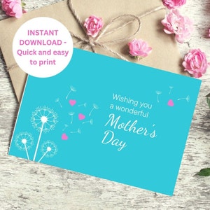 Muttertagskarte - süße Wünsche für Mama und Oma, einzigartiges, skurriles Blumendesign - Sofortdownload