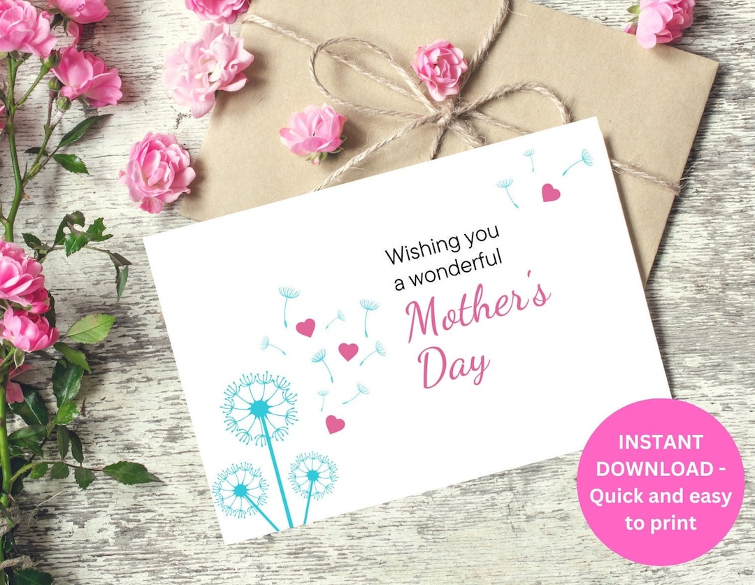 Printable Mother's Day Card, Happy Mother's Day, Digital Mothers Day ...