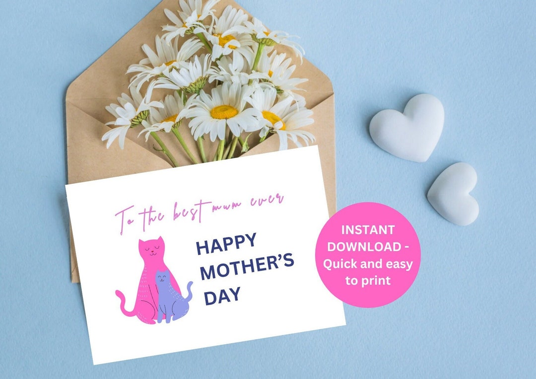 Printable Mother's Day Card, Happy Mother's Day, Instant Download ...
