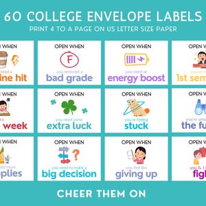 First Semester Label Editable Open When Envelopes for College - Labels & Cards, College ...