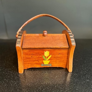Wood Sewing Box Hand Painted with Double Open Top