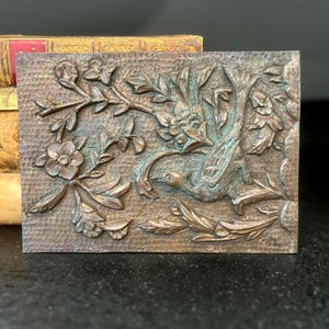 Embossed Copper Bird and Flower Wall Hanging - Vintage