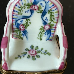 Limoges Peint Main Vintage Chair Box Initialed