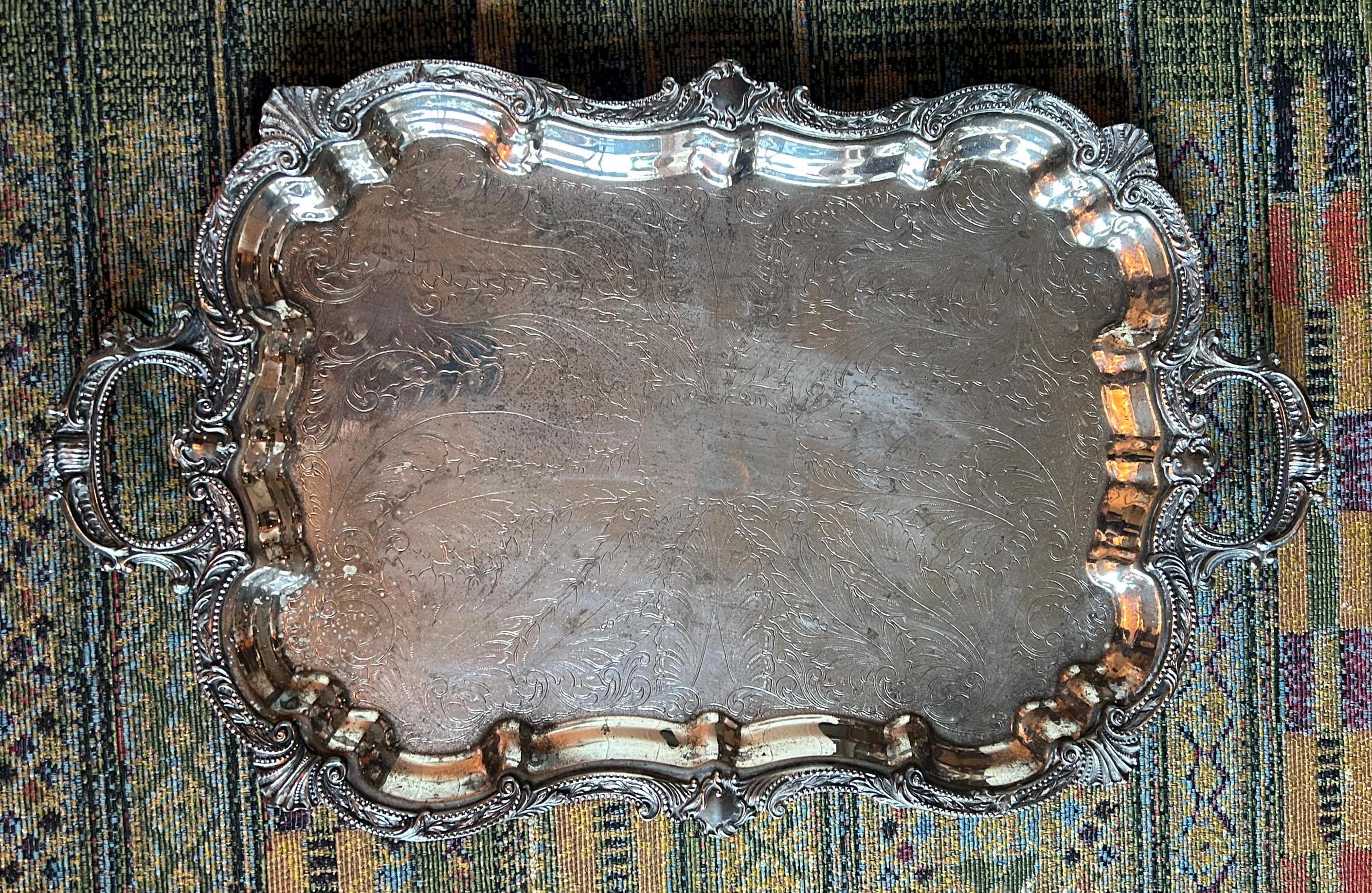 Large Vintage Silver Tea Tray