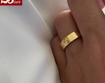 18K Gold Love Ring - Luxury Ring - Wedding Ring - Anniversary Gift Ring