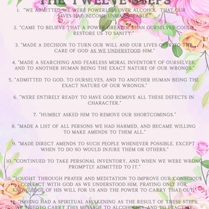 Les 12 étapes avec des fleurs roses, Girly-girl, poster