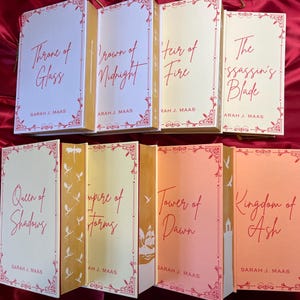 Le trône de verre inspiré de Sarah J. Maas, édition spéciale, ensemble complet, reliure papier cartonné fait main avec bords peints et marque-page breloque