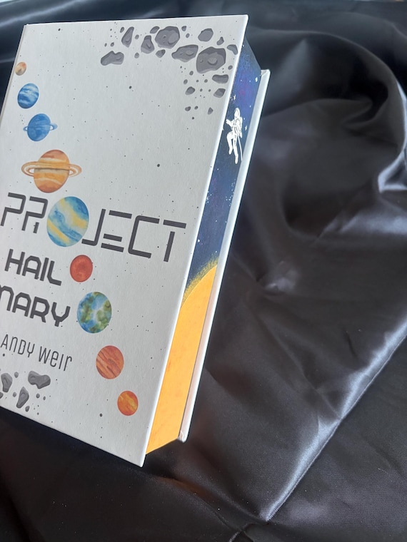 Project Hail Mary Andy Weir Space Astronaut Themed Painted Edges Rebind with Bookmark Charm