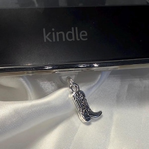E-reader Charm Type USB C charger plug charm cowboy boot gold or silver