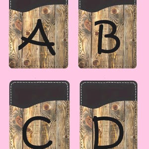 Cartera para teléfono personalizada con iniciales de la A a la Z, de cuero sintético, tarjetero de cuero. Cartera para teléfono con monograma, iniciales personalizadas en cuero sintético.