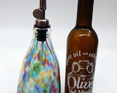 Lovely Rainbow Hand Blown Olive Oil Dispenser,Vinegar Cruet ,Bottle Pourer