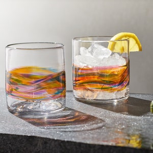 Whiskey Rock Glasses for Cocktails, Wine, or Bourbon. Handmade Hand Blown Glassware, barware, and glass sets. Made in USA.