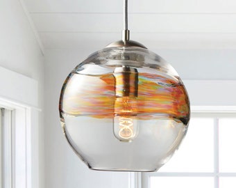 Pendant Light • Hand Blown Glass • Aurora Sunset • Made to Order