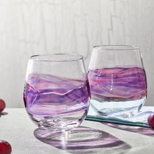 Purple Aurora Stemless Wine Glasses