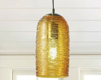 Handblown Glass Pendant Light – Textured Stella Globe | Artisan Kitchen & Living Room Lighting