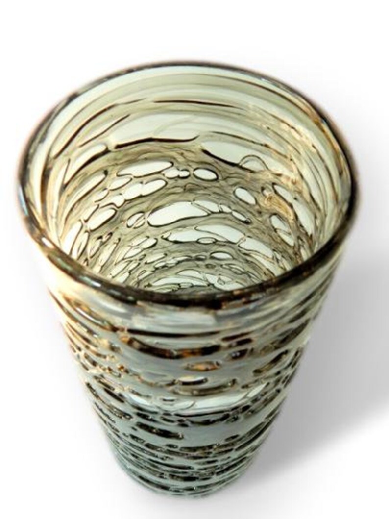 Gray and Clear Spun Glass Vase. Hand Blown Glass. Handmade Etsy