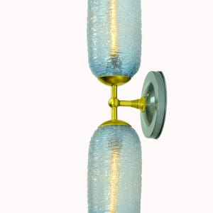Periwinkle Leger Blue Spun Glass Double Wall Sconce with Brass fittings