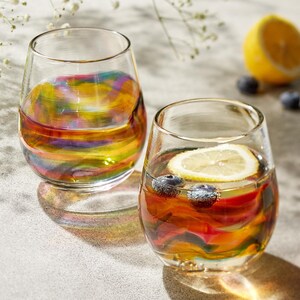 Stemless Wine Glasses for Cocktails, Wine, or Sangria. Handmade Hand Blown Glassware, barware, and glass sets. Made to order from USA. zdjęcie 4