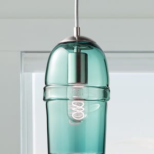 Teal Fiona Dome Glass Pendant Light