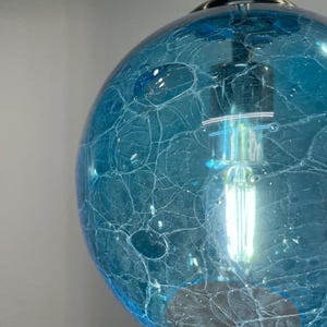 Hand Blown Aqua Glass Pendant Light - Antique Style • Ready-Made!
