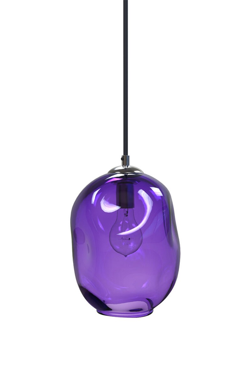 Purple Pendant Light. Hand Blown Glass Hanging Lights. Etsy