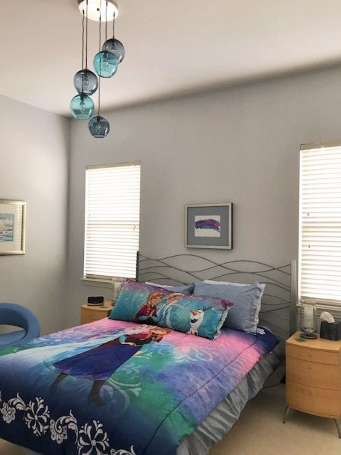 Aqua Pendant Light Hand Blown Glass Hanging Light Kitchen Etsy