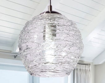 Pendant Light • Hand Blown Glass • Stella Clear • Made to Order