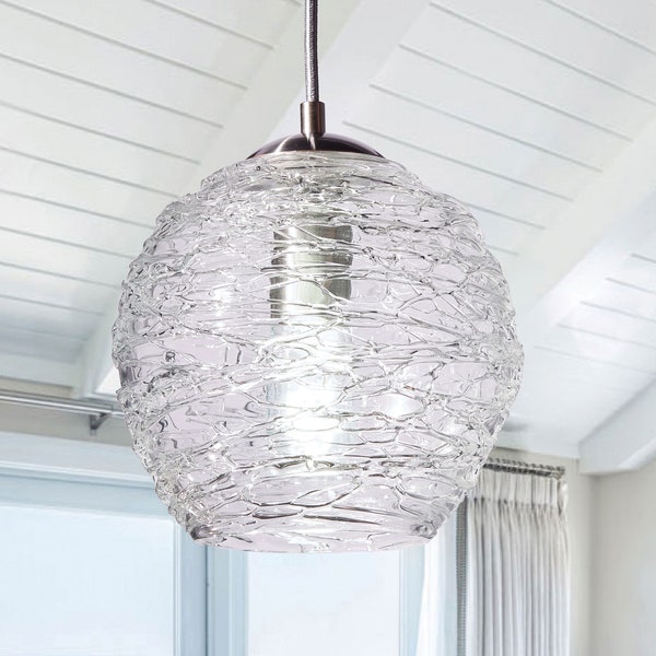 Pendant Light • Hand Blown Glass • Stella Clear • Made to Order