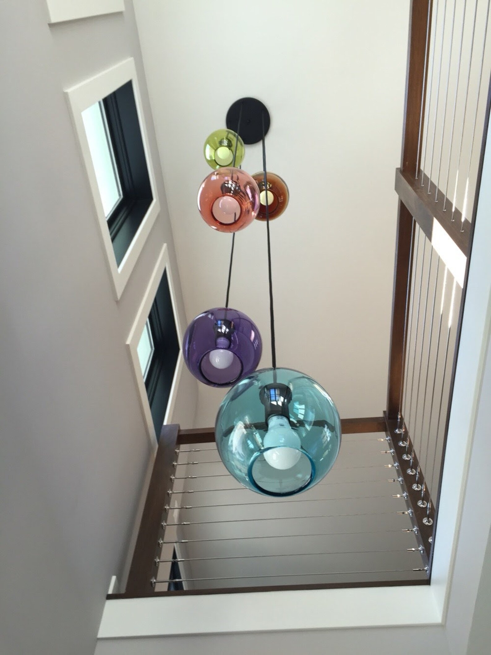 Aqua Pendant Light Hand Blown Glass Hanging Light Kitchen Etsy