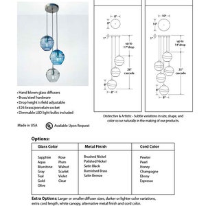 Cascading Fiona Chandelier. Blown Glass Stairway Lighting Fixture. Handmade Multi port Pendant Lights. image 5