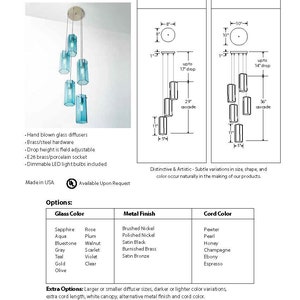 Hexa Multiple Pendant Chandelier, Hand Blown Glass Lighting. Custom Geometric Stairway or Entryway Fixture. Handmade in USA. image 8