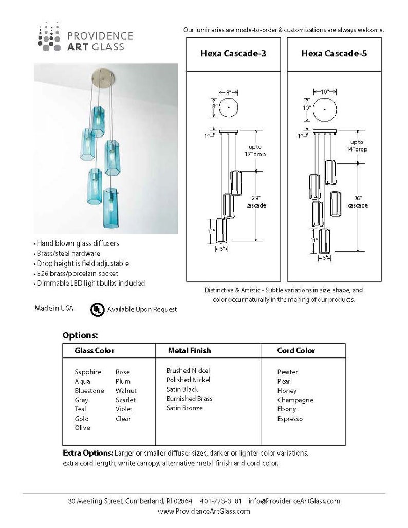 Hexa Multiple Pendant Chandelier, Hand Blown Glass Lighting. Custom Geometric Stairway or Entryway Fixture. Handmade in USA. image 8