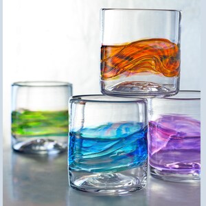 Set of 4 Rocks Glasses | Hand Blown Drinking Glasses | Made in USA