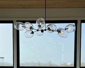 Petra Mid-Century Hand Blown Glass Branching Chandelier