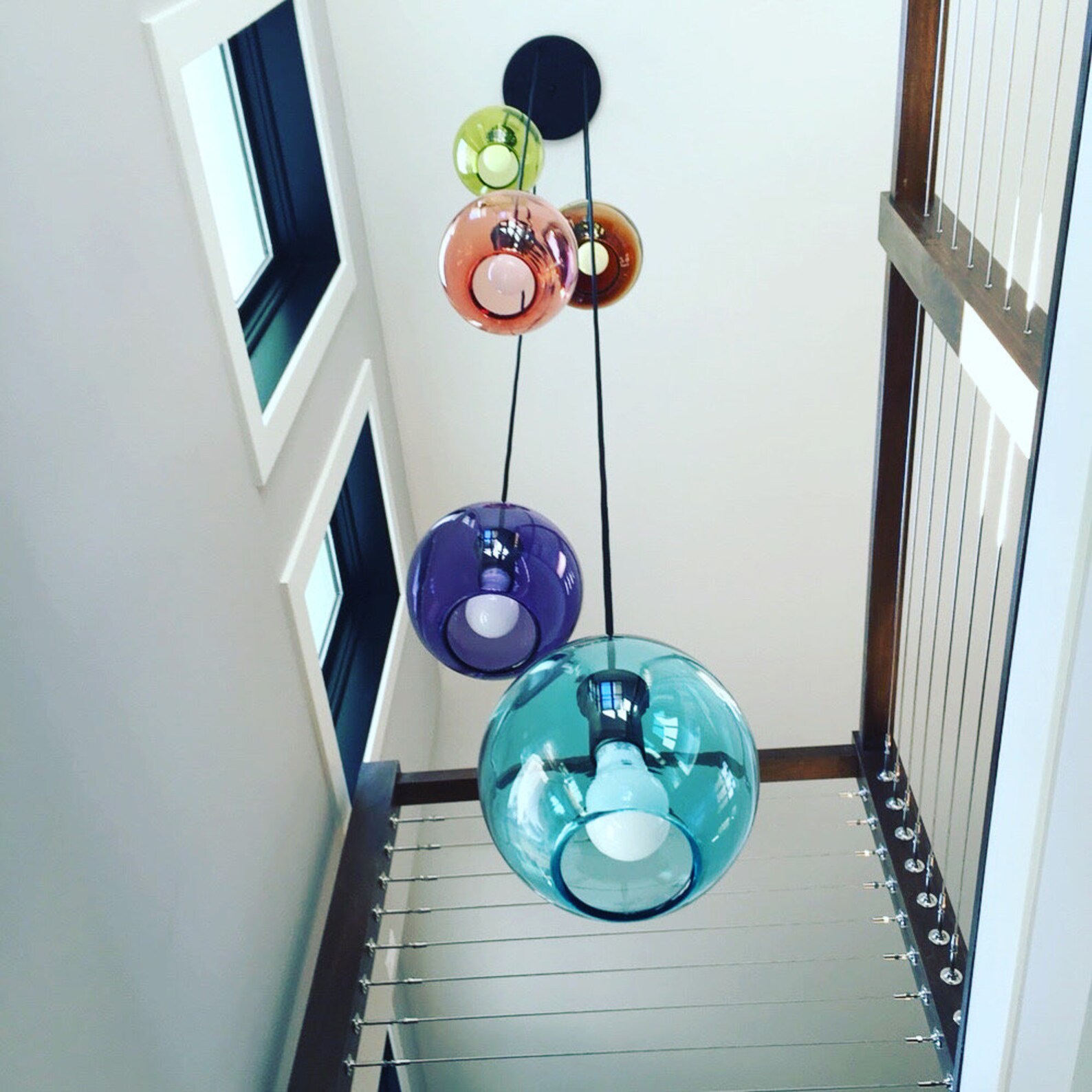 Aqua Pendant Light Hand Blown Glass Hanging Light Kitchen Etsy