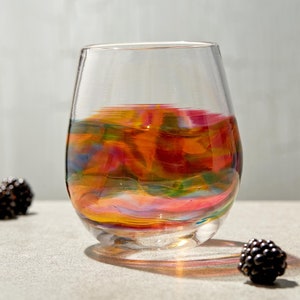 Stemless Wine Glasses for Cocktails, Wine, or Sangria. Handmade Hand Blown Glassware, barware, and glass sets. Made to order from USA. zdjęcie 6