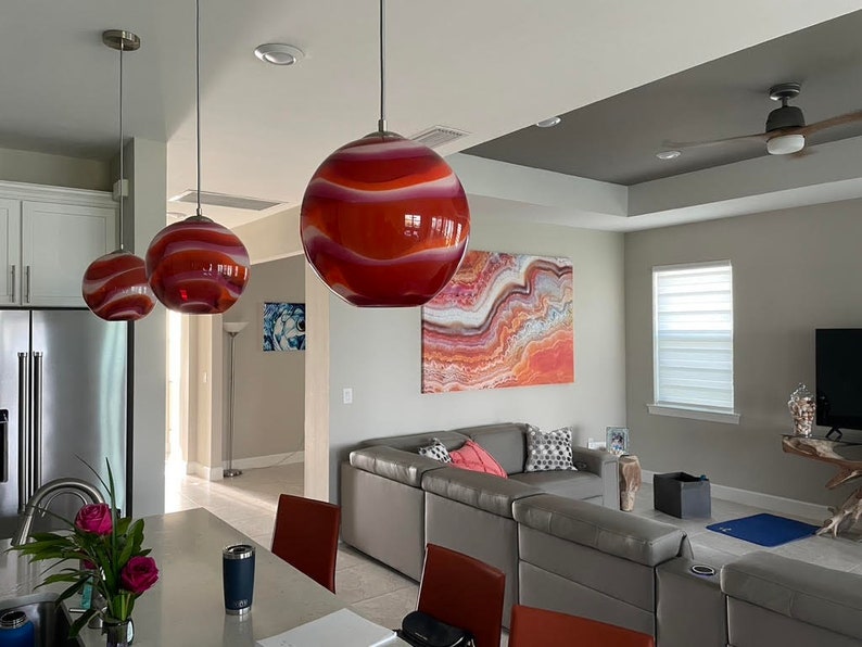 Orange/Fuscia Wave Pendant Light image 2