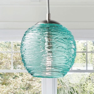 Pendant Light • Hand Blown Glass • Stella Teal • Made to Order