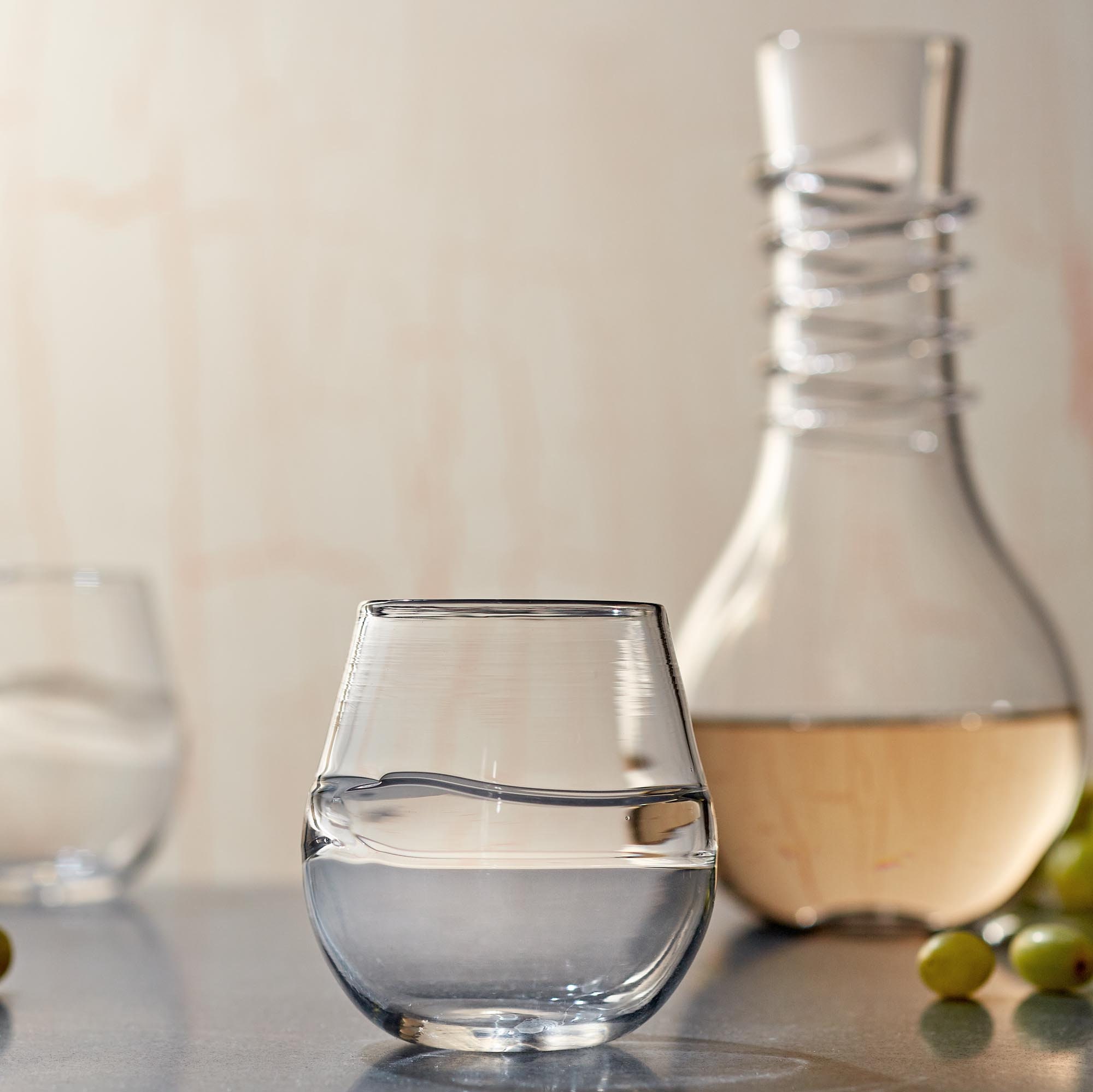 Clear Crystal Stemless Wine Glasses (Set of 6) Design by H2H at