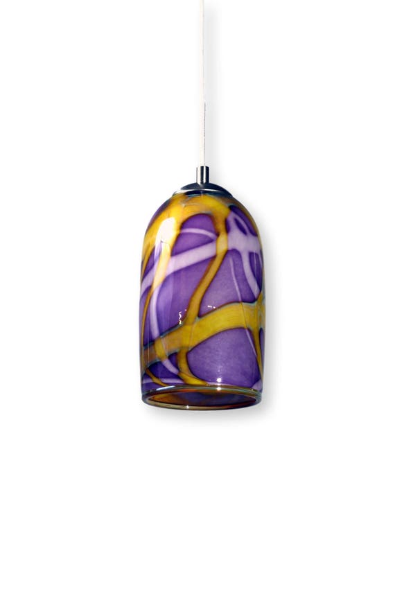 Purple-gold Pendant Light Hand Blown 