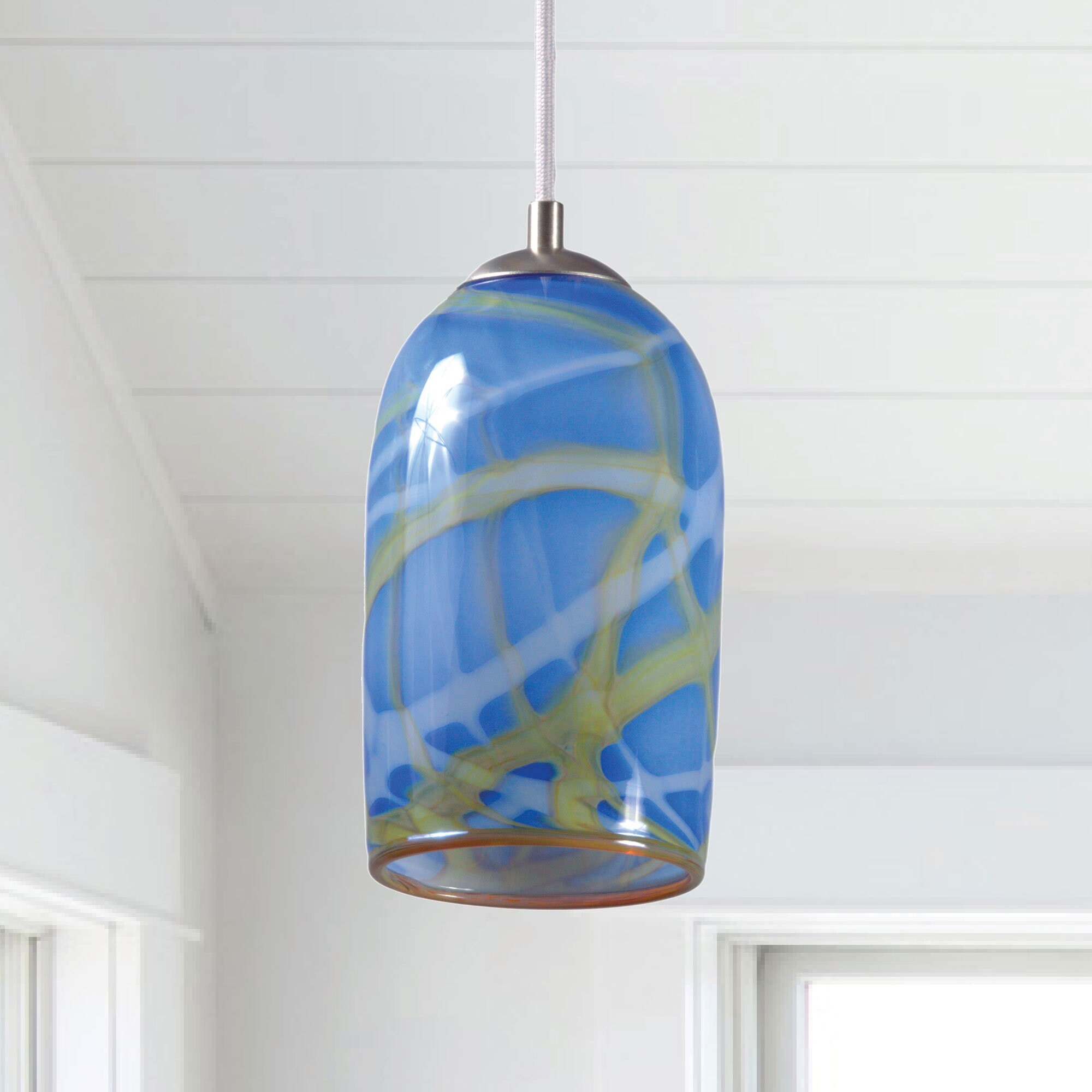 Pendant Light Hand Blown Glass Pollock Blue Made to Order Etsy UK