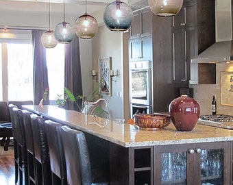Purple Pendant Light Hand Blown Glass 