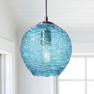 Pendant Light Hand Blown Glass Stella Aqua Made to Order image 2