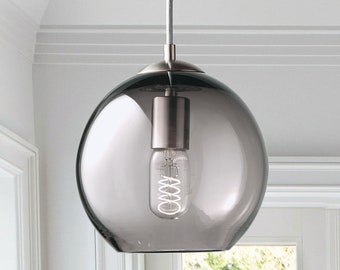 Pendant Light • Hand Blown Glass • Metro Gray • Made to Order