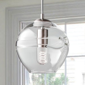 Clear Fiona Pendant Light • Hand Blown Glass • Made to Order