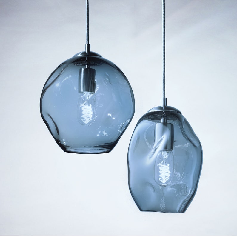 Pendant Light Hand Blown Glass Petra Bluestone Made to Order image 3